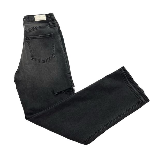Hollister Ultra High-Rise Dad Jeans Black Straight Leg Thigh Slit Jeans Size 26 - Picture 6 of 7